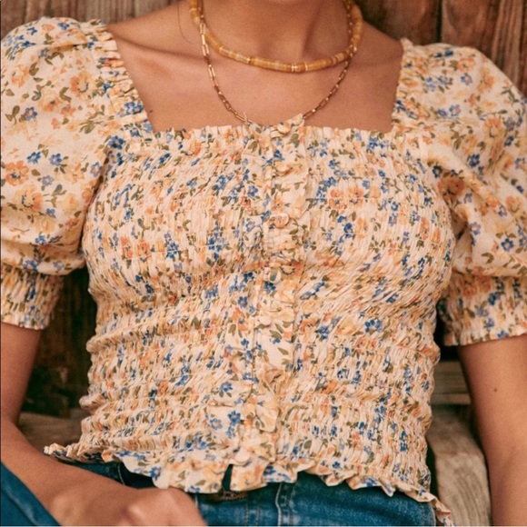 Sezane Tops - SÉZANE Mirtha Top, Spring Garden, FR34/US2